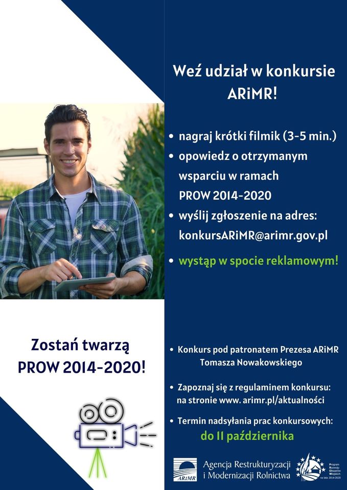 Konkurs ARiMR: ˝Zostań twarzą PROW 2014-2020˝